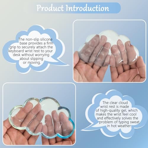 Gel Cloud Keyboard and Mouse Wrist Rest Set Gradient Blue Keyboard Wrist Rest - Image 5
