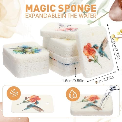 Maxdot 50 Counts Compressed Cellulose Sponges Bulk Fruits Style Natural Kitchen - Image 2