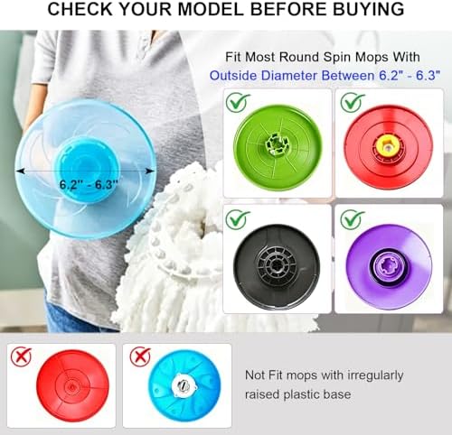 Spin Mop Replacement Heads, 6.3 Inch Microfiber Mop Refills Compatible - Image 3