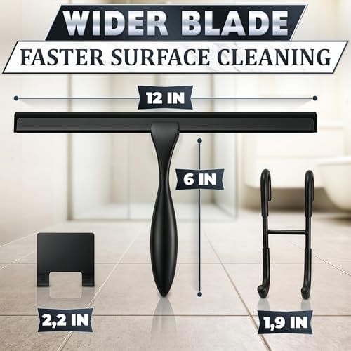 Black Squeegee for Shower Glass, Stainless Steel - Image 2