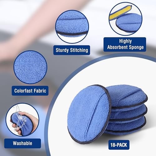 WORKPRO 18-Pack Car Microfiber Wax Applicator Pads - Image 5