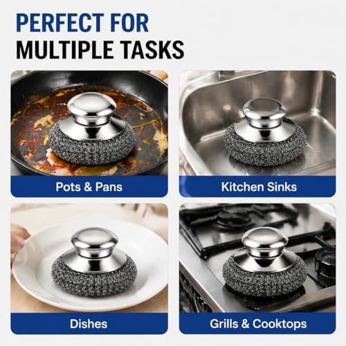 Steel Wool Scrubber, Stubborn Messes on Cookware, Oven & Kitchen Sinks - Image 3