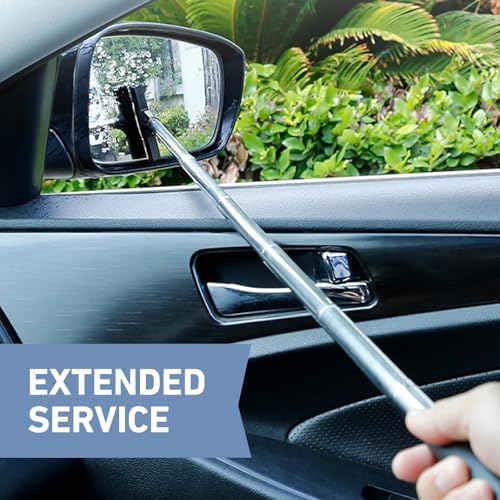 Telescoping Car Rearview Mirror Squeegee, Stainless Steel Extendable Auto Glass - Image 6