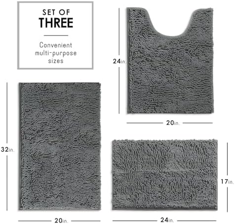 Hearth & Harbor Bathroom Rugs, Chenille Bath Mat - Image 3