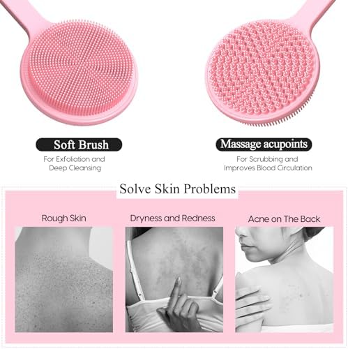 Silicone Back Scrubber for Shower, 17in Lengthen Long Handle Body Brush - Image 5