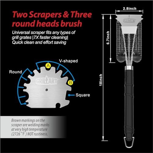 GRILLART Grill Brush and Universal Fit Scrapers - Image 4