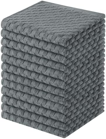 Homaxy 100% Cotton Terry Dish Cloths, Dark Grey by Homaxy