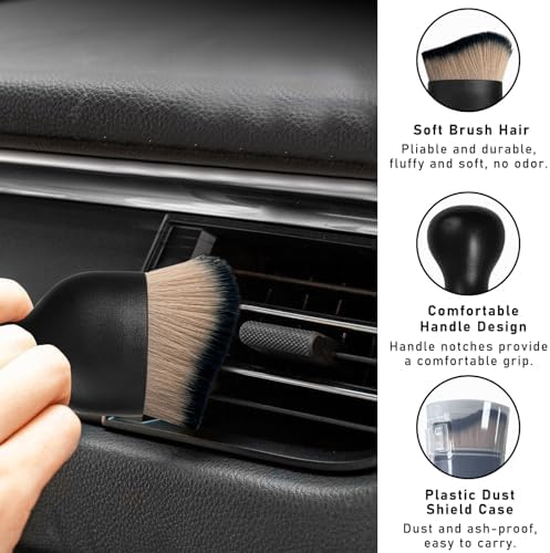 Dickno Car Interior Dust Brush, Soft Scratch Free Auto Detailing Brushes - Image 3