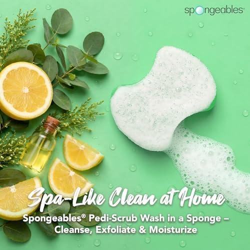 Spongeables Pedi Scrub Foot Exfoliating 20+ Wash Sponge, Citron Eucalyptus - Image 2