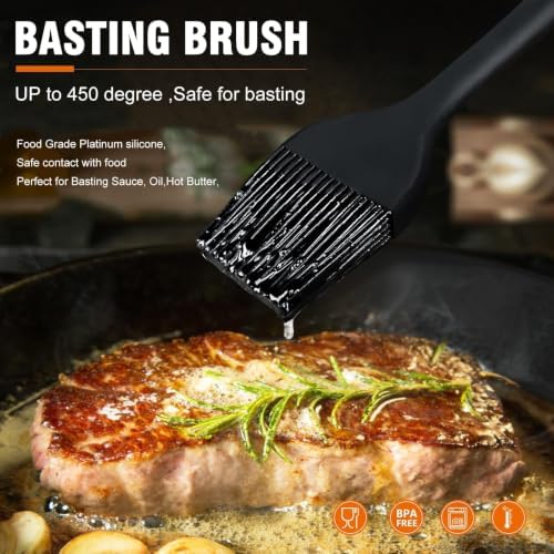 Walfos Pastry Brush, 600℉ Heat Resistant Silicone Basting Small Brush - Image 4