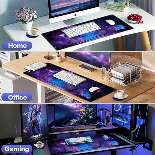 Mouse Pad Galaxy with Wrist Rest, 4-in-1 Large Mousepad Keyboard - Image 7