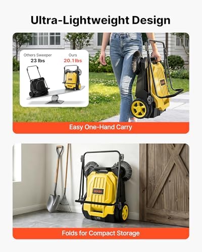 VEVOR Walk-Behind Hand Push Floor Sweeper, Manual Floor Sweeper Non-Electric - Image 5