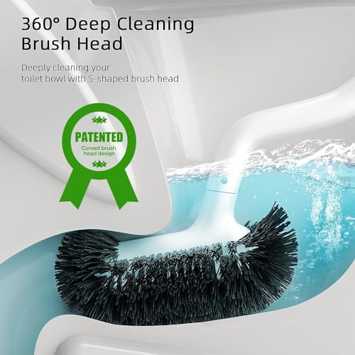 HAMITOR Toilet Bowl Brush Holder Set: Curved Bristle - Image 2