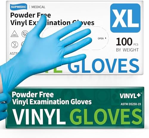 Supmedic Vinyl Medical Exam Gloves, Latex & Powder-Free Disposable by Supmedic
