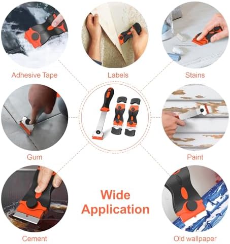 Ywmoml 3 Pack Razor Blade Scraper Set, Includes 30 Plastic & 30 Metal Blades - Image 7