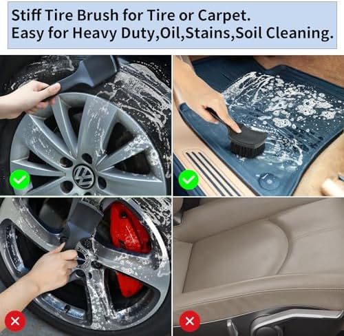 Fitosy Wheel Rim & Tire Brush Set, Soft & Stiff Bristle Wash Cleaning - Image 6