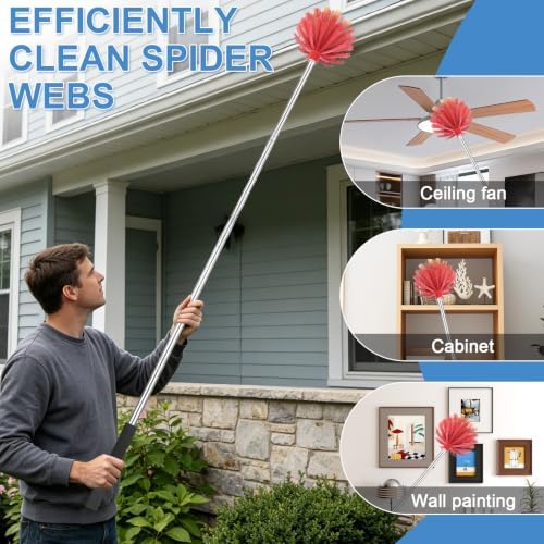 Cobweb Duster with Extension Pole, Medium Stiff Bristles Cobweb Duster Head - Image 6
