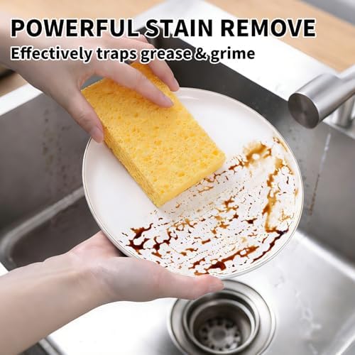 Kitchen Sponges Compressed Cellulose Sponge, Non Scratch Natural Dish Sponge - Image 4