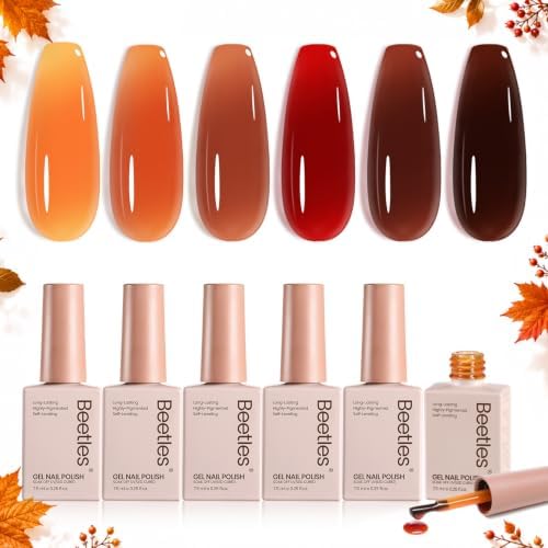 Beetles Jelly Tortoise Fall Gel Nail Polish Set 6 Transparent Fall Colors by beetlesGelPolish