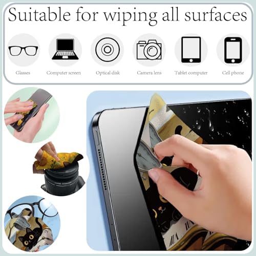 CREATCABIN 6Pcs Black Cat Glasses Cleaning Cloth Microfiber Cleaning Cloths - Image 5