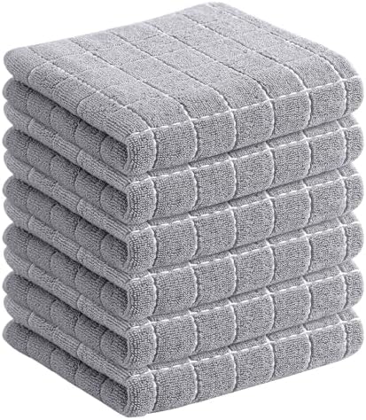 Homaxy 100% Cotton Terry Kitchen Towels, 6 Pack, Light Grey by Homaxy