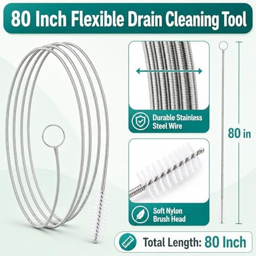 2-Pack 80-Inch Flexible Drain Brush, AC Drain Line & Sunroof Tool - Image 2