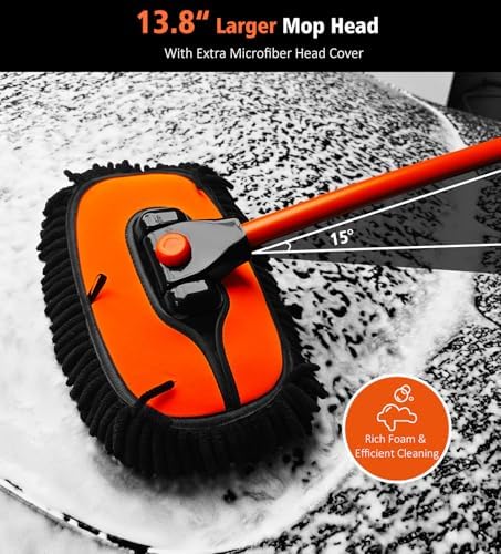 YeewayVeh 43" Car Wash Brush Mop, Extendable Long Handle - Image 2