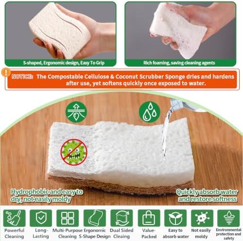 Sponges Kitchen Natural Dish Sponge Plant-Based Biodegradable Compostable - Image 2