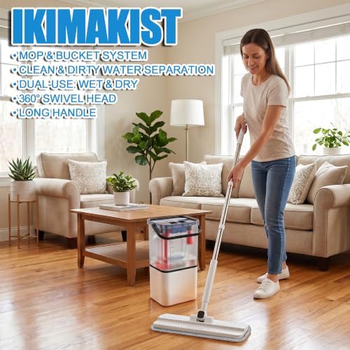 Flat Mop and Bucket with Wringer Set, Mops - Image 2