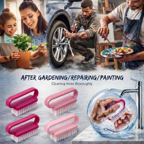 4 Pcs Nail Brush for Cleaning Fingernails, Nail Brush Handle Grip Brush for - Image 2