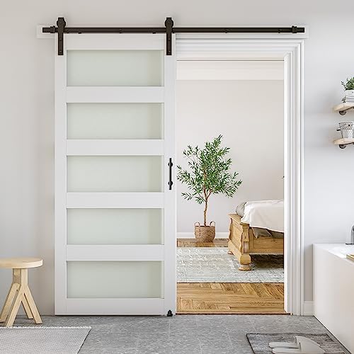 SMARTSTANDARD 38 x 84 in Glass Barn Door by SMARTSTANDARD