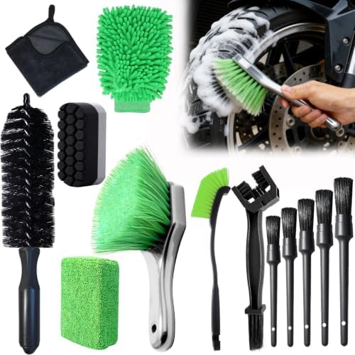 13PCS Motorcycle Cleaning Kit, Motorcycle Detailing Kit Overall Cleaner Tools by AutokcanBestFriendsForYourCarDetailing