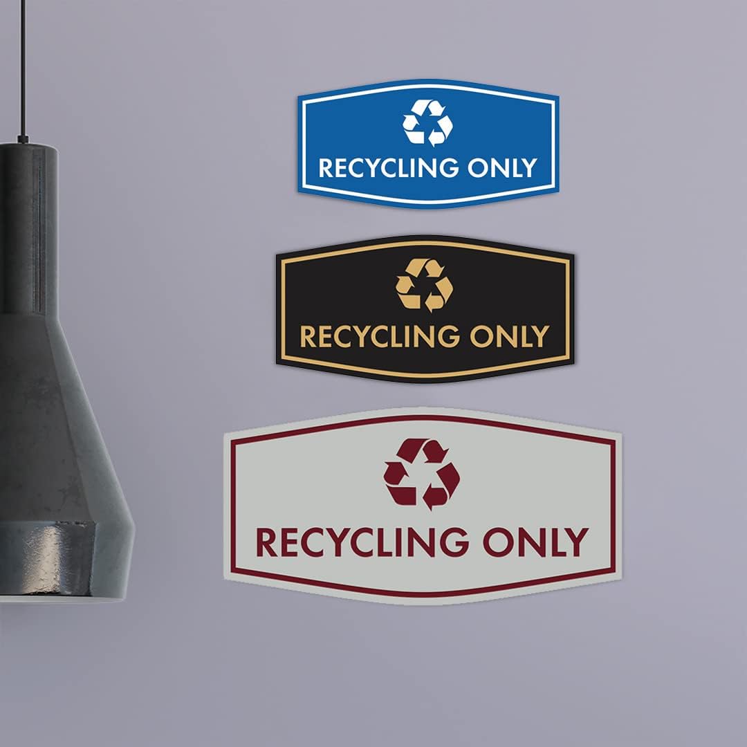 Fancy Recycling Only Sign (Navy Blue/Gold) - Large