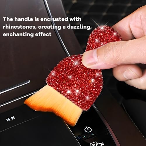 Bling Car Detailing Brush, Crystal Rhinestone Auto Interior Soft Bristles Dust - Image 6