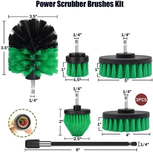 8 Pack Drill Brush Attachment Set, 1/4in Power Scrubber Brush + Extend Long Rod - Image 3