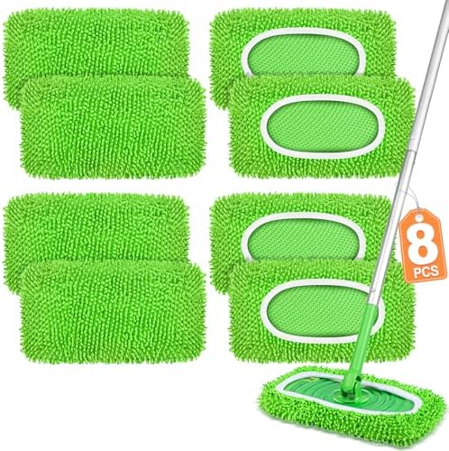 8 Pack Reusable Mop Pads Compatible by YHOVID