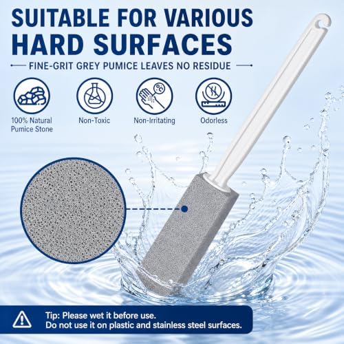 2 Pack Pumice Stone for Toilet Cleaning, Extra Long Handle for Removing Bowl - Image 3