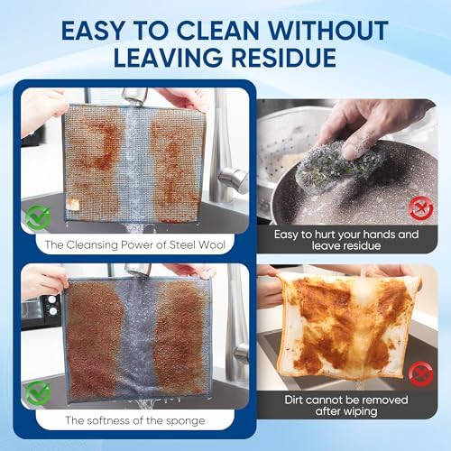Forggon Non Scratch Wire Dishcloth, New Upgrade 2-Layer, 9.05"X10.6" - Image 3