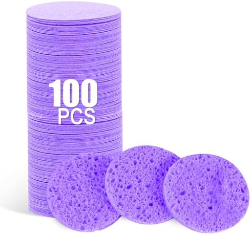 100-Count Facial Sponges Compressed Natural Cellulose Sponge Round Shape Face by Mainlyrunmakeupsuppliers