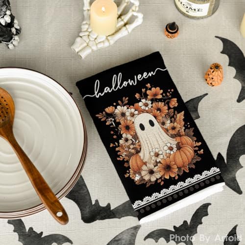 Artoid Mode Black Ghost Moon Halloween Kitchen Towels Set of 2 18x26 Inch - Image 4