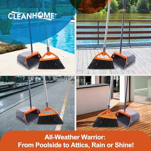 CLEANHOME Heavy Duty Outdoor Broom and Dustpan Set - Image 5