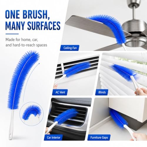 Bendable Microfiber Head, Reusable Dust Remover Fan Cleaning Brush - Image 4