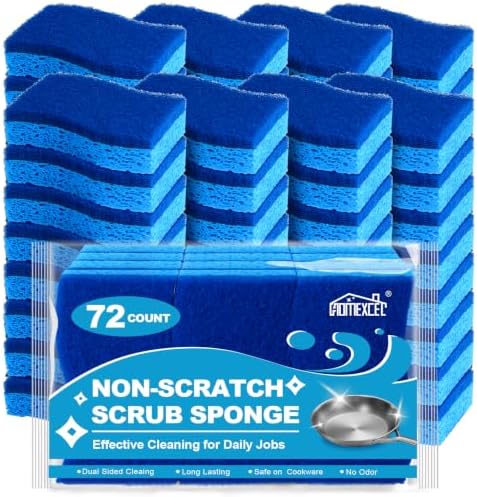 HOMEXCEL Sponges Kitchen 72 Pack, Non Scratch Scrub Dish Sponge by HOMEXCEL
