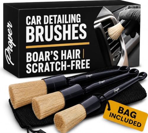 Car Detailing Brush Set for Interior or Exterior | 3-Pack | Ultra Soft Boars by ProperDetailingCo