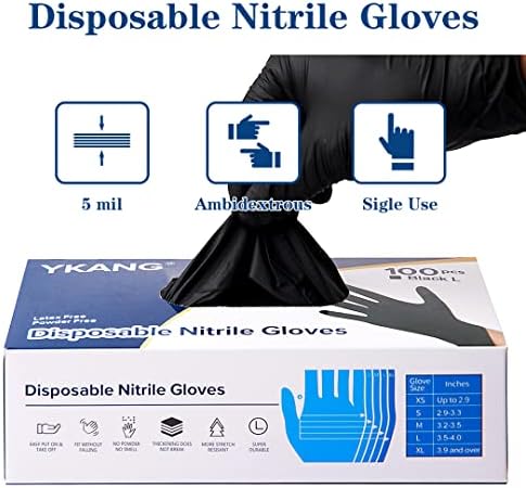 YKANG Black Disposable Nitrile Gloves, Latex Free Food Safe Cooking Gloves - Image 6