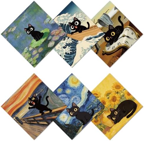 CREATCABIN 6Pcs Black Cat Glasses Cleaning Cloth Microfiber Cleaning Cloths by CREATCABIN