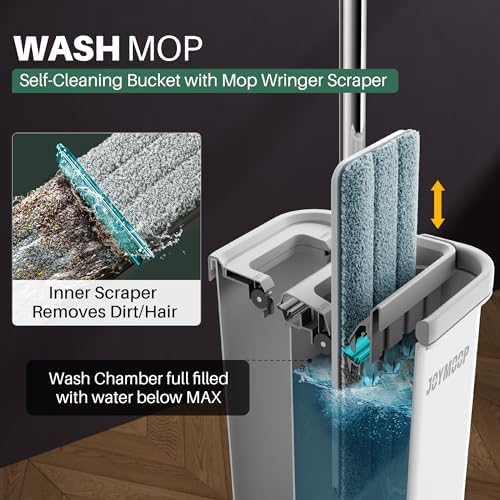 JOYMOOP Wall Mop and Bucket Set, Hands-Free Flat Floor Mop - Image 2