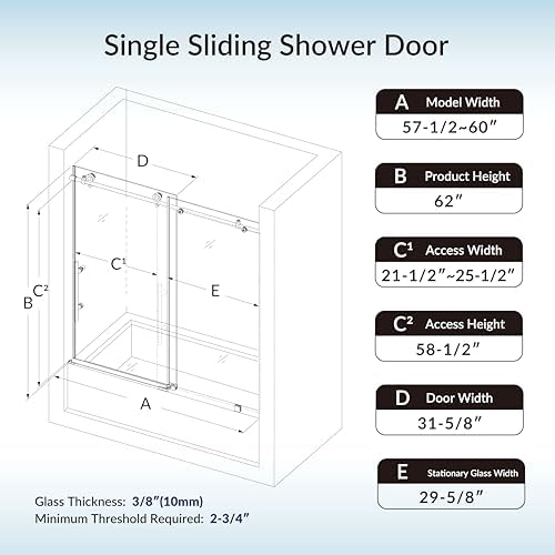 Woodbridge Frameless Single Sliding Shower Doors in Polished Chrome Finish - Image 6