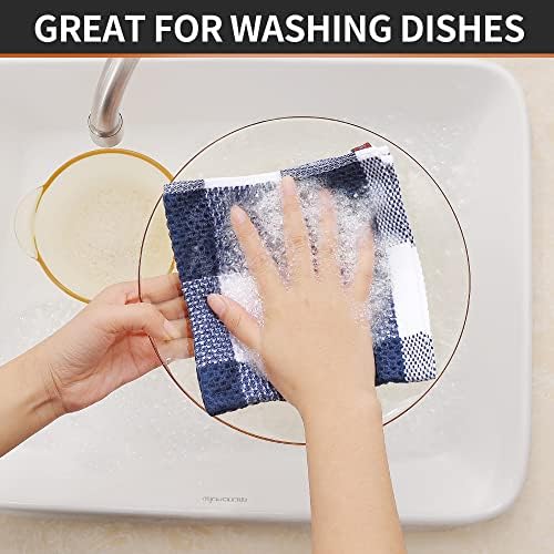 Homaxy 100% Cotton Check 6 Pack Dish Cloths - Image 4