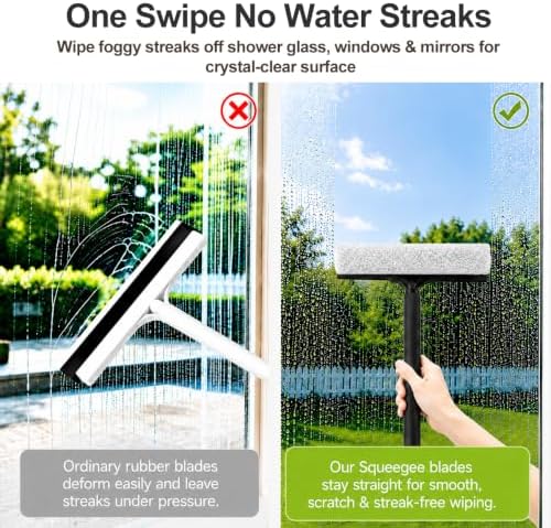2 in 1 Window Squeegee with Adjustable Telescopic Pole, Shower Glass Squeegee - Image 5